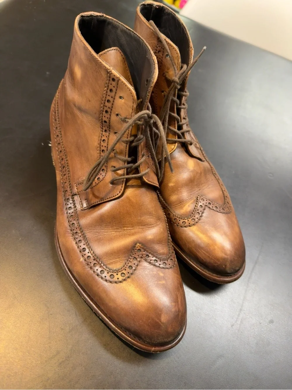 Johnston & Murphy Handcrafted Italy Wingtip Chukka Boots Brown Leather Mens 9 M